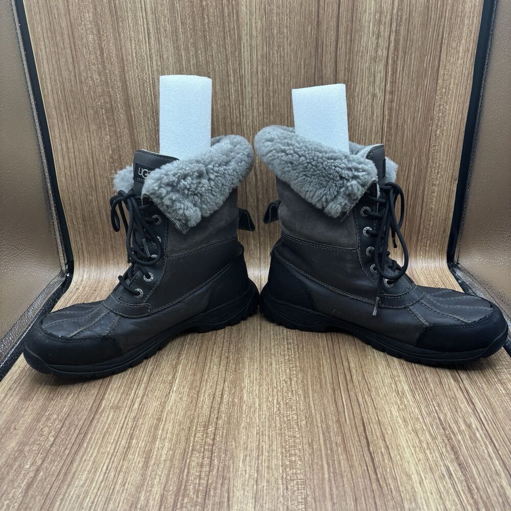 UGG Men Size‎ 8 Gray  Waterproof Fur Vibram Leather Snow Gore-Tex Boots READ - Picture 7 of 10
